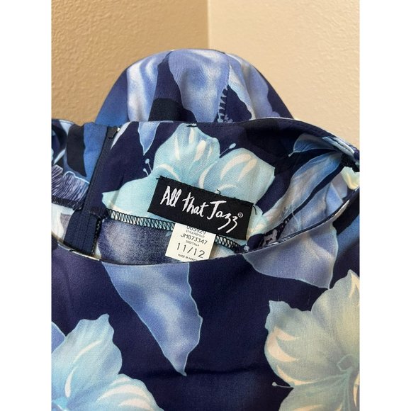 VINTAGE Women's Blue Sleeveless Hawaiian Print Maxi Dress, Size 11/12 - Picture 4 of 4